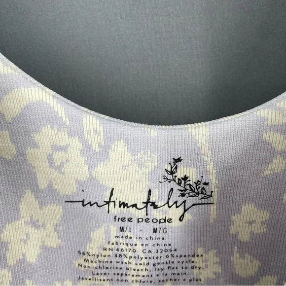 Free people X Intimately FP Clean Lines Printed Bodysuit in Lilac Combo - Picture 9 of 9